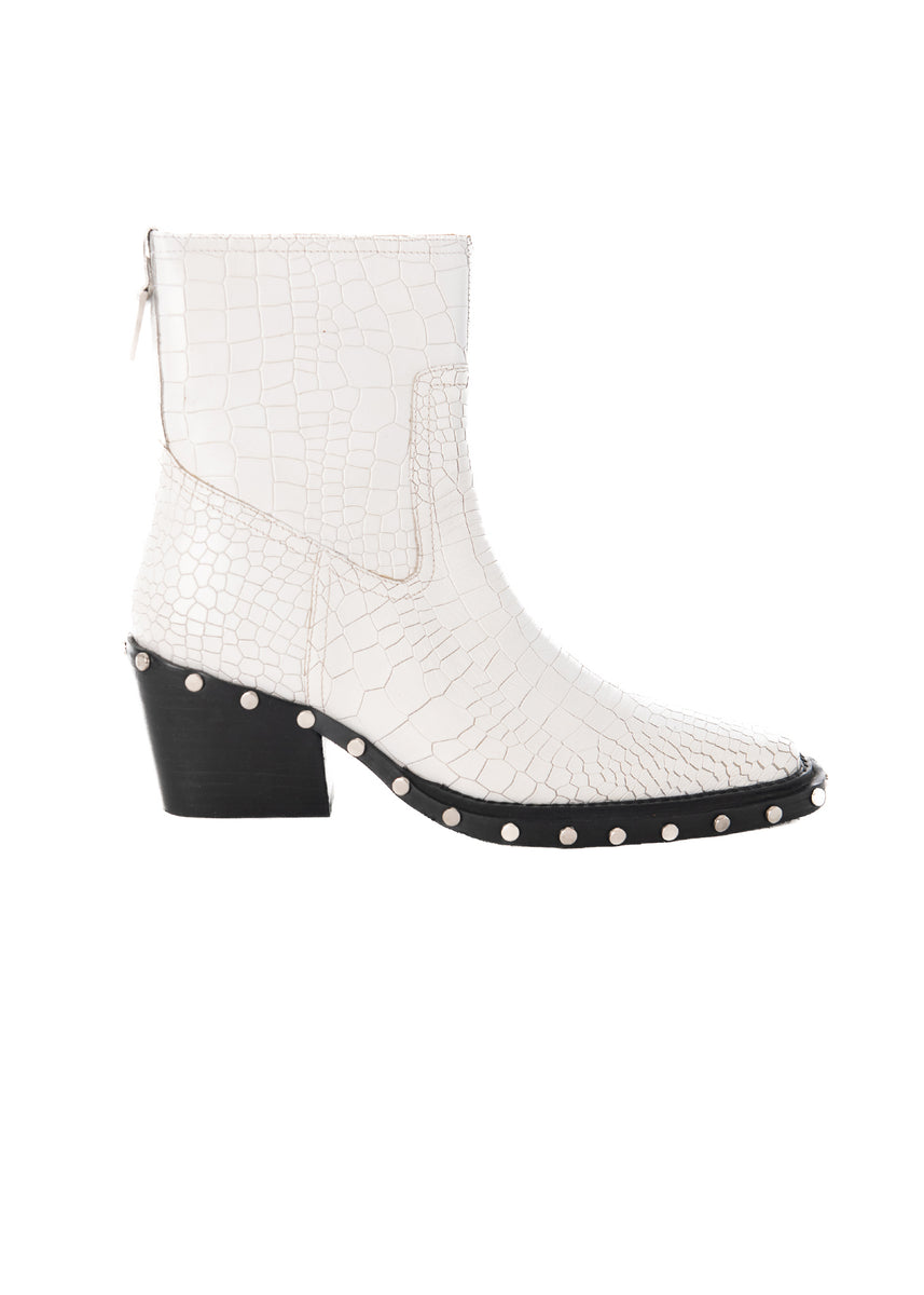 Tia White Croc Leather Boots ASRA London