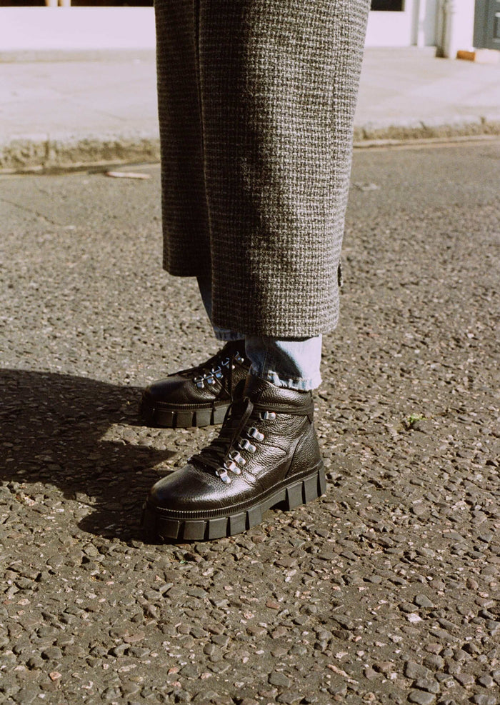 asra Borage Black Lace Up Boot