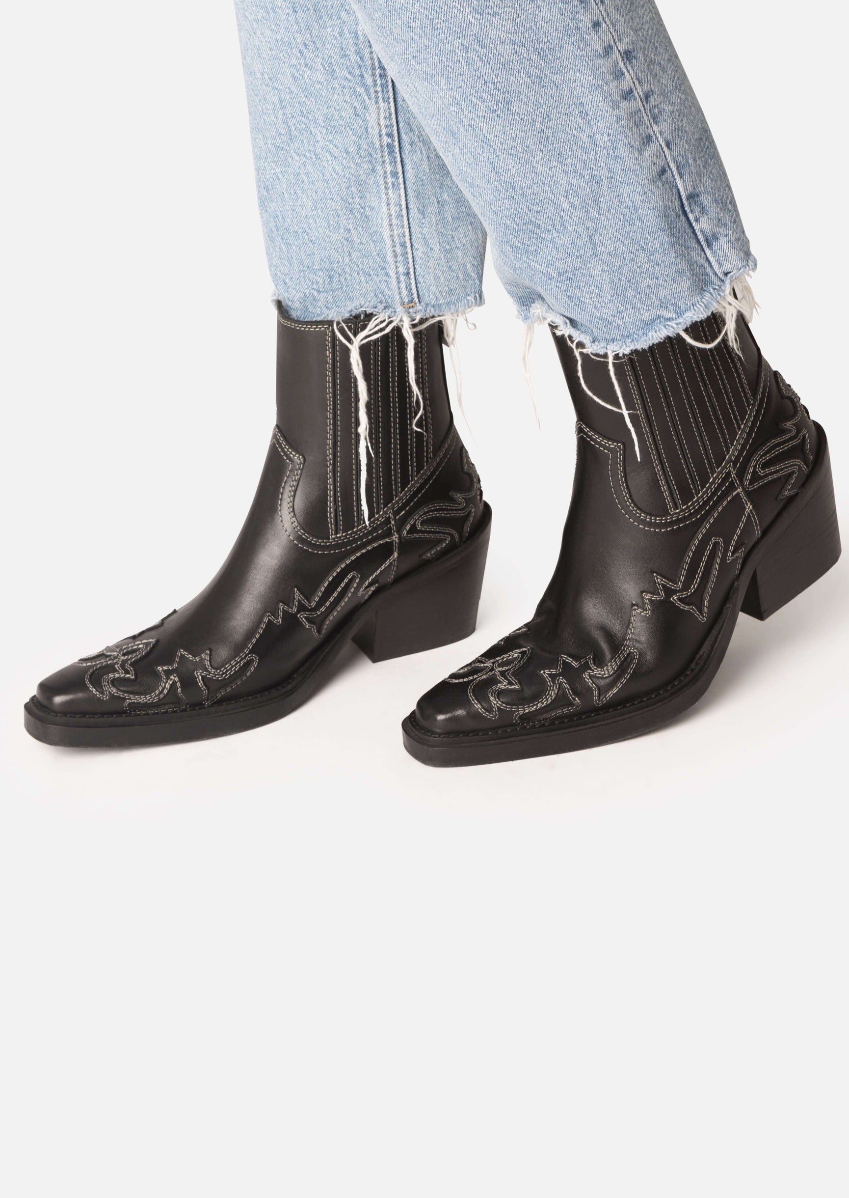 Ankle Boots Black Western Bootie Joy Buckle Western Booties Black