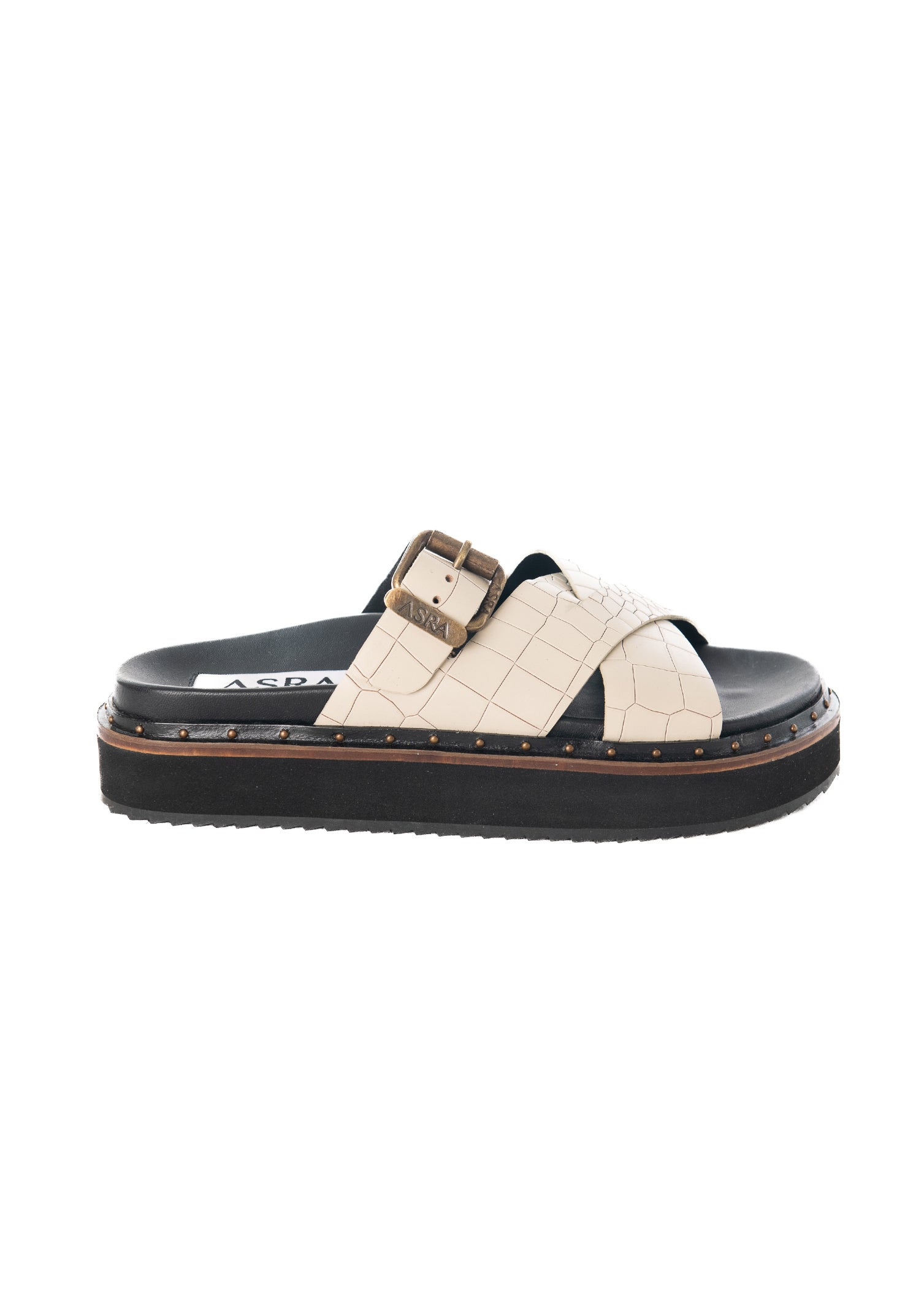 Megan - Rice Croc Leather Chunky Sandal